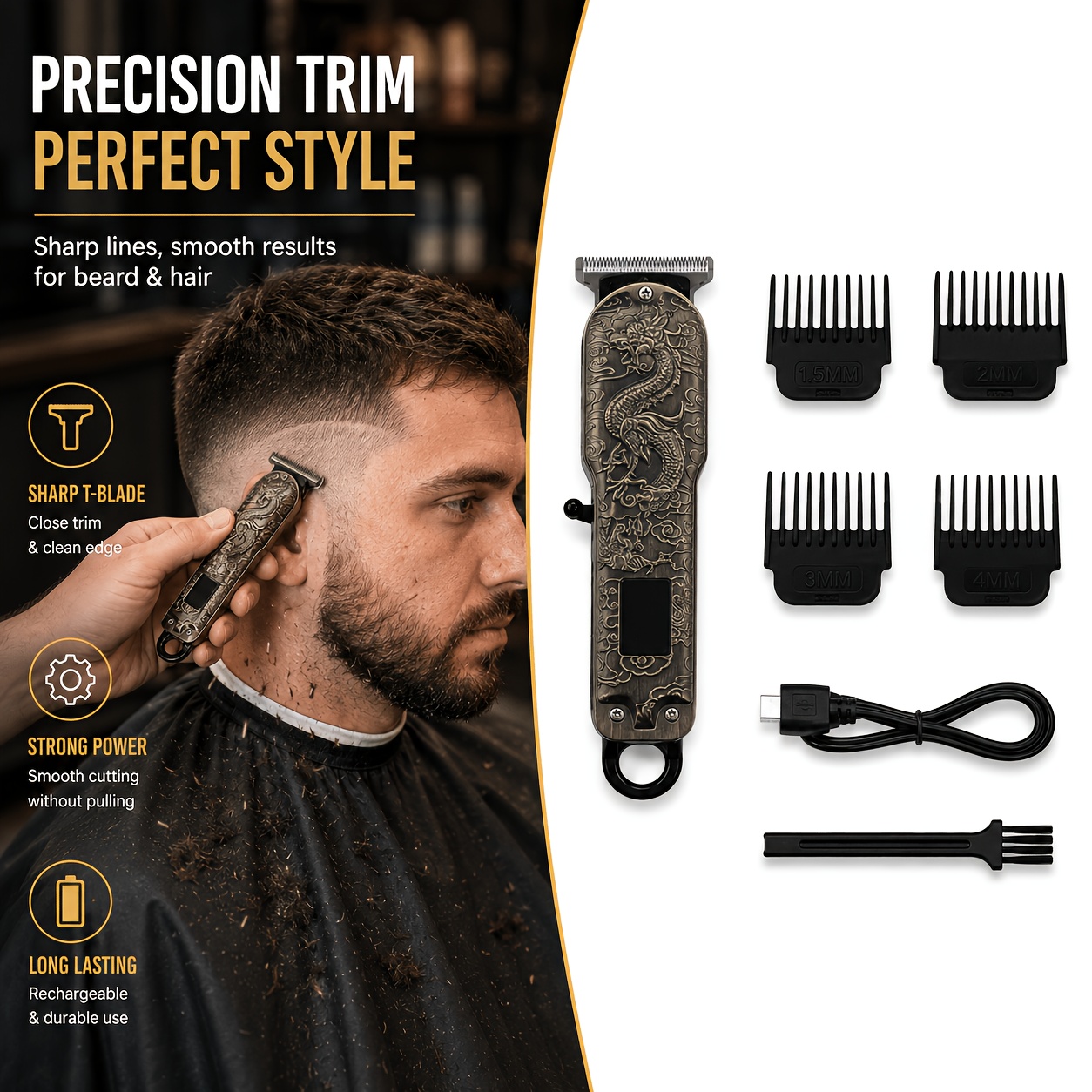 Body Trimmer - Type-C Fast-Charging Electric Hair Clipper with